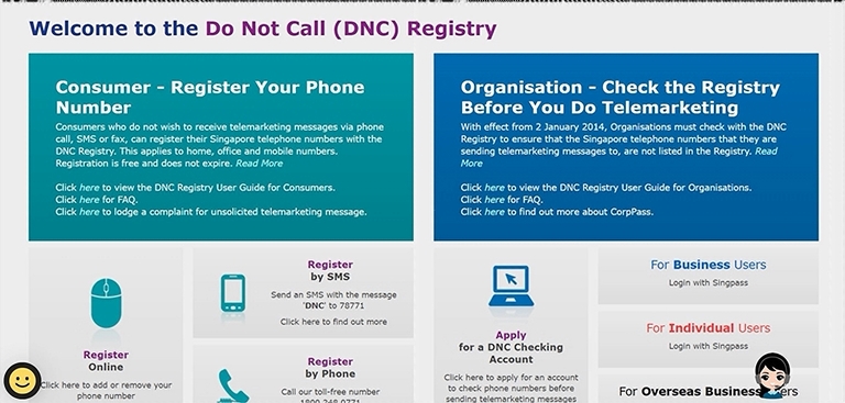 The Do Not Call Registry homepage